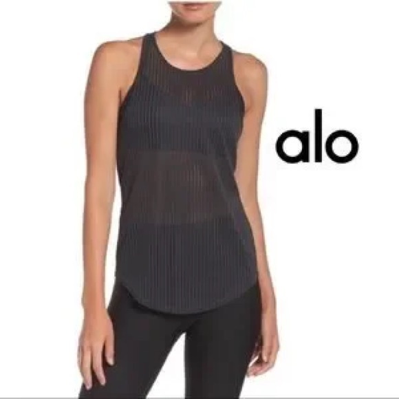 Alo Yoga Black Essence Tank Estimated size small EUC - Picture 1 of 7